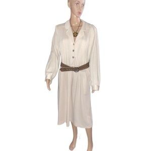 Lawrence Greer ~ Women’s Size 18 ~ Vintage (70’s) ~ USA ~ Beige/Brown Wool Dress